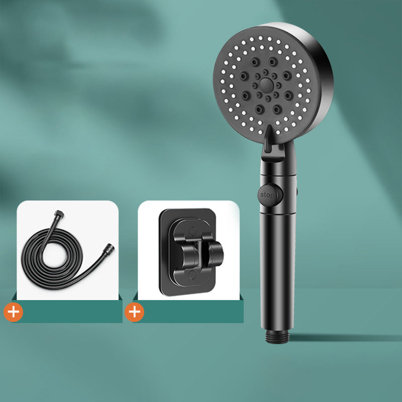 Lisslune | Modern 6 Setting Shower Head Adjustable Spray Pattern Matt Black Round Shower Head
