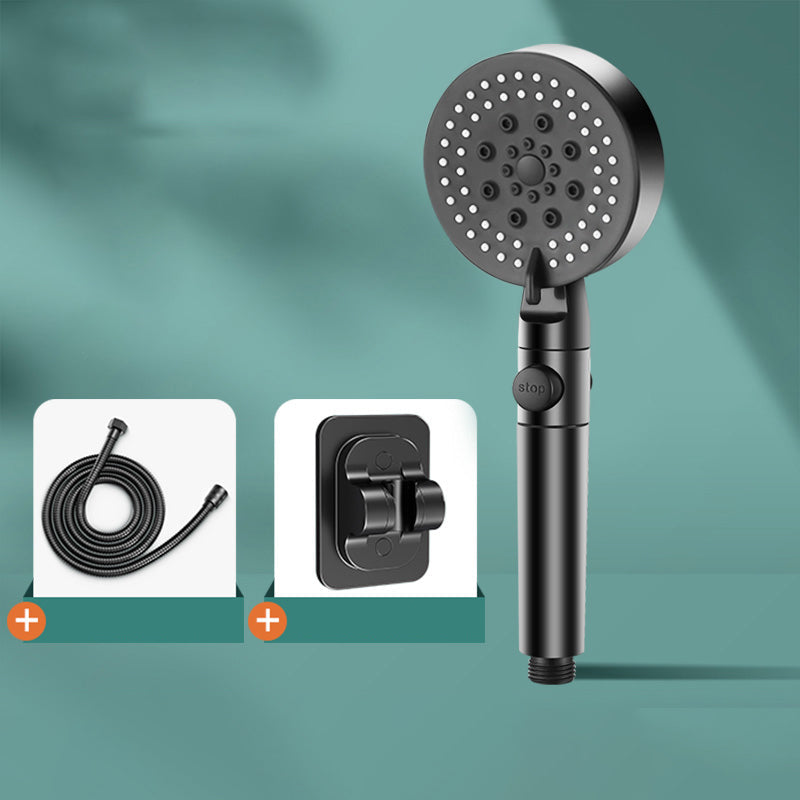 Lisslune | Modern 6 Setting Shower Head Adjustable Spray Pattern Matt Black Round Shower Head