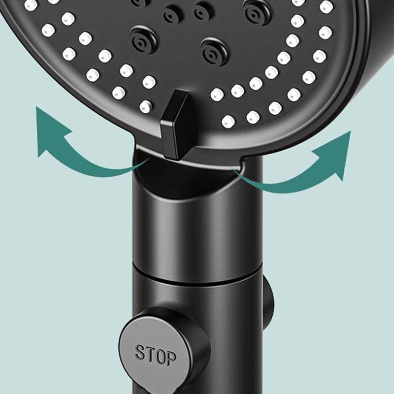 Lisslune | Modern 6 Setting Shower Head Adjustable Spray Pattern Matt Black Round Shower Head