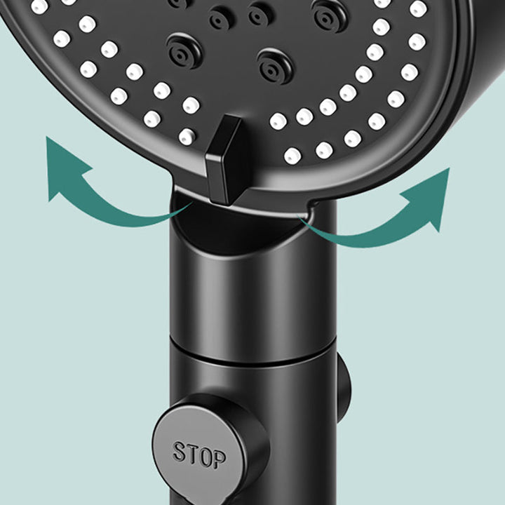 Lisslune | Modern 6 Setting Shower Head Adjustable Spray Pattern Matt Black Round Shower Head