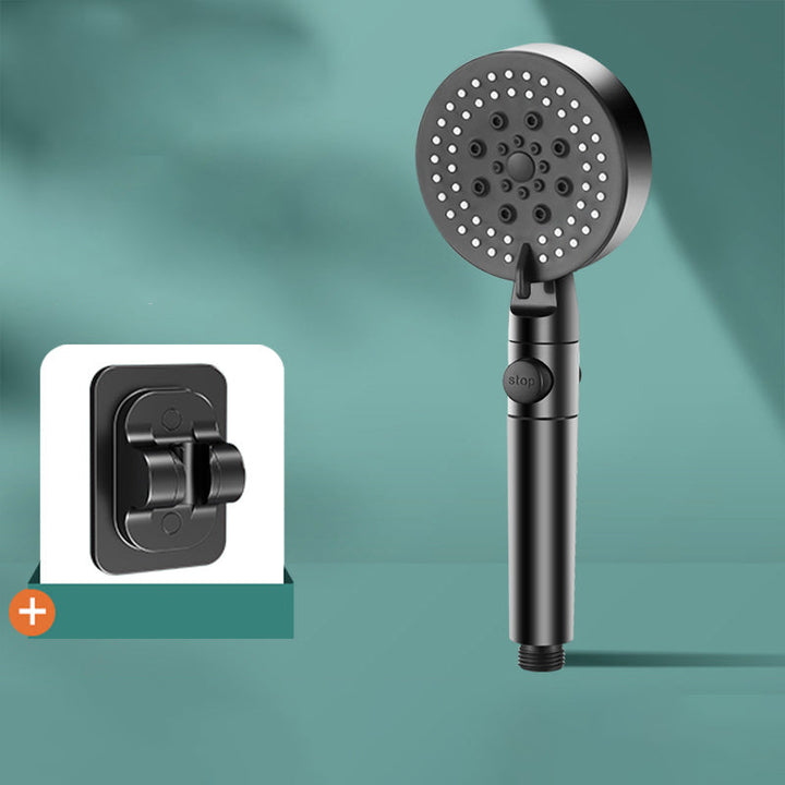 Lisslune | Modern 6 Setting Shower Head Adjustable Spray Pattern Matt Black Round Shower Head