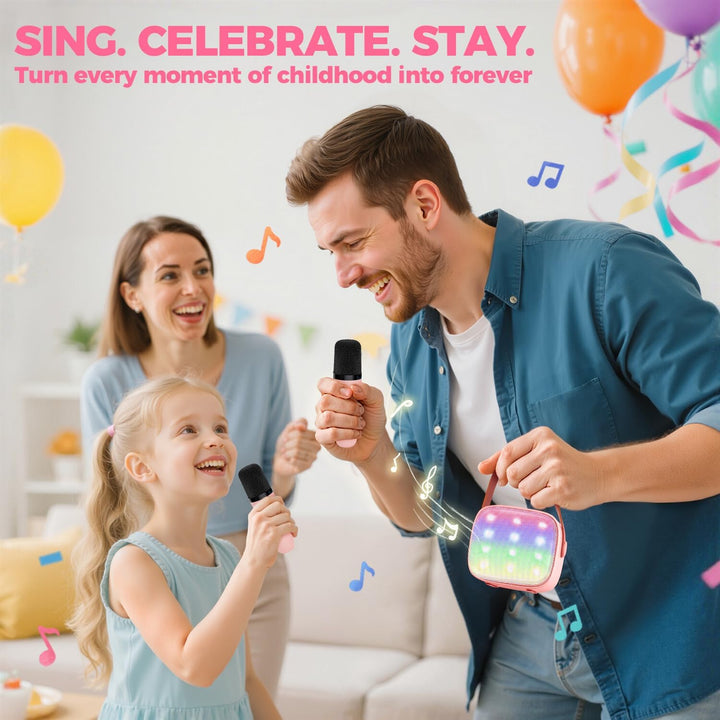 Lisslune | Portable Mini Karaoke Machine with Bluetooth Speaker & 2 Wireless Mics – Veylo