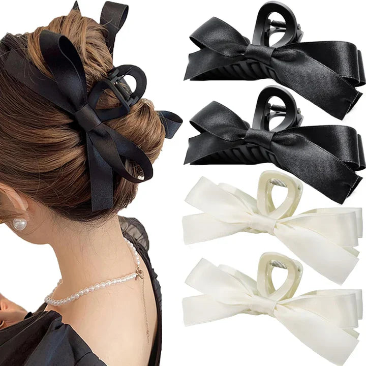 Lisslune | Large Hair Clips with Satin Bows