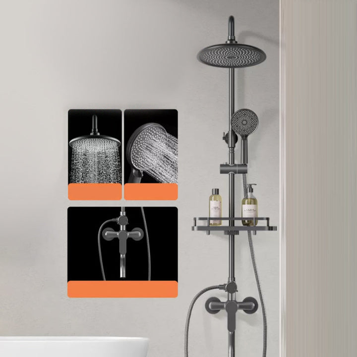 Lisslune | Modern shower accessories push-button shower head wall-mounted shower combination