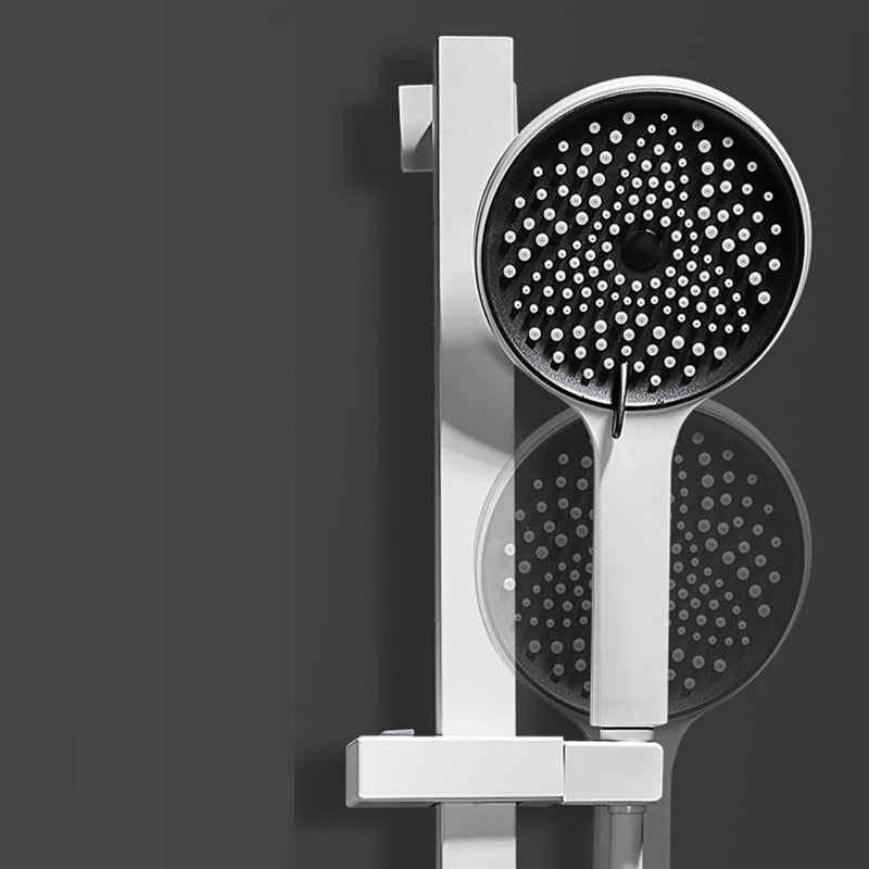 Lisslune | Round Shower Set White Wall Mounted Hand Shower Lever Handle Shower Hose Swiveling Shower Set