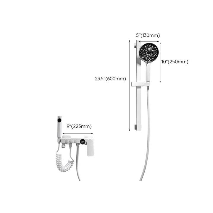 Lisslune | Round Shower Set White Wall Mounted Hand Shower Lever Handle Shower Hose Swiveling Shower Set