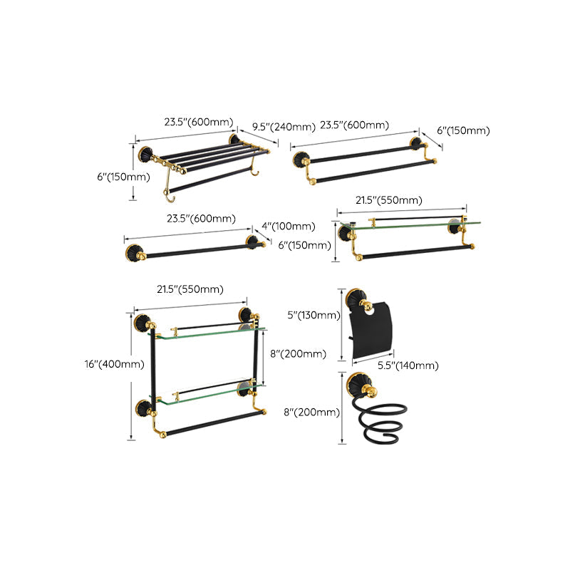 Lisslune | Traditional Bathroom Accessories Set Towel Bar Bathroom Shelf Black Bathroom Accessories Set