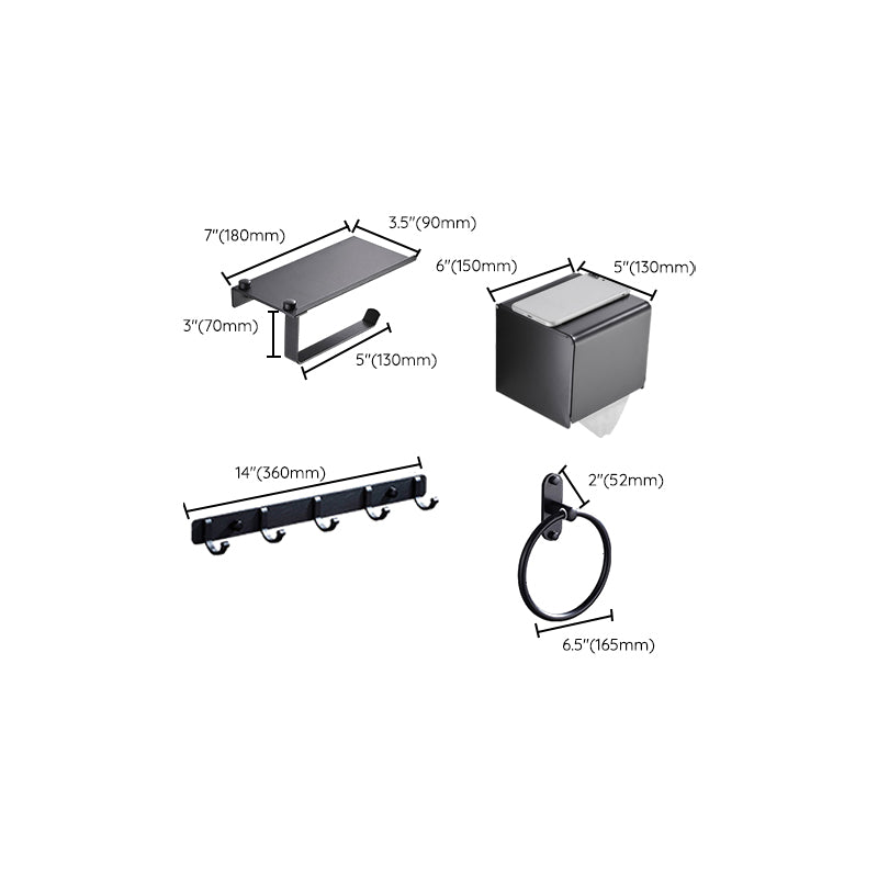 Lisslune | Modern Bathroom Accessories Set Black Towel Bar Paper Holder Bathroom Accessories Kit