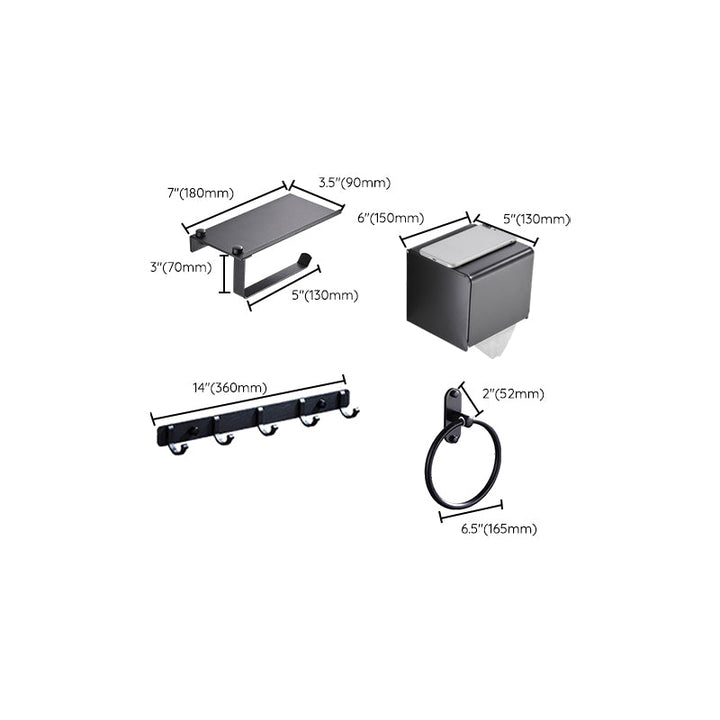 Lisslune | Modern Bathroom Accessories Set Black Towel Bar Paper Holder Bathroom Accessories Kit