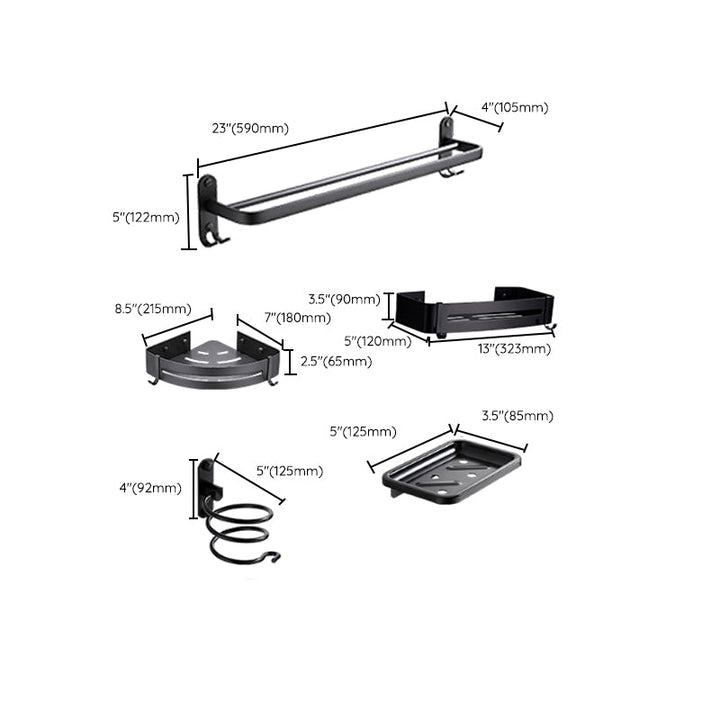 Lisslune | Modern Bathroom Accessories Set Black Towel Bar Paper Holder Bathroom Accessories Kit