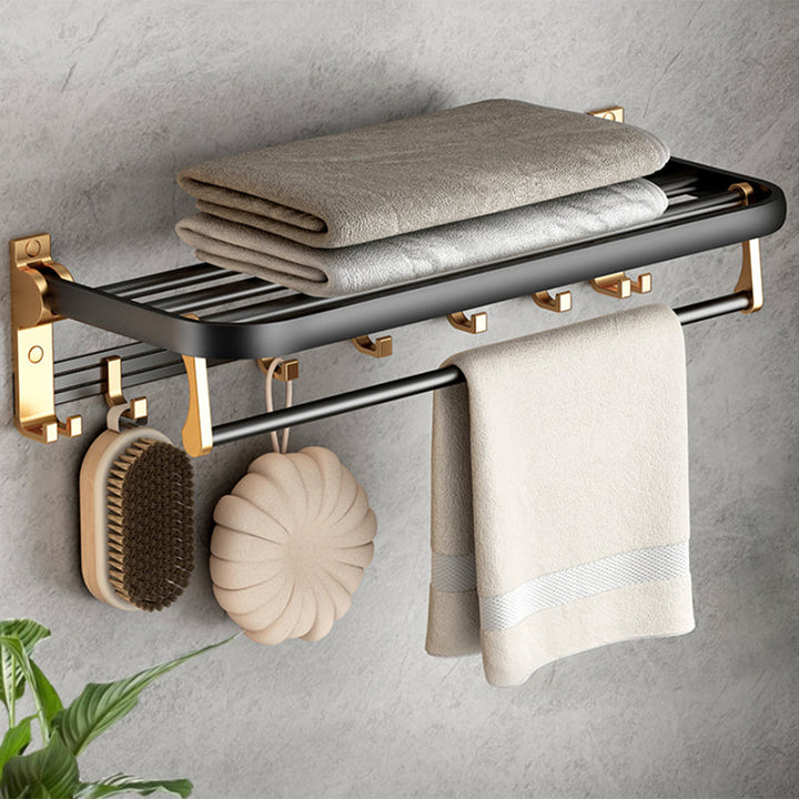 Lisslune | Modern Bathroom Accessory Set Paper Holder Towel Rod Black Bathroom Accessory Set