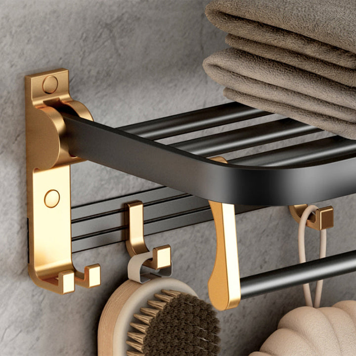 Lisslune | Modern Bathroom Accessory Set Paper Holder Towel Rod Black Bathroom Accessory Set