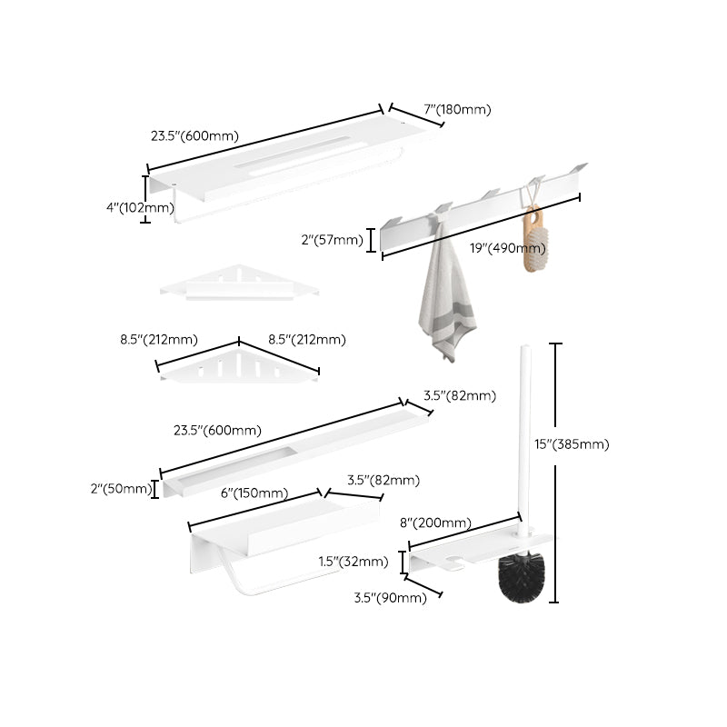 Lisslune | Modern White Bathroom Accessory Set Bathroom Shelf Paper Holder Bathroom Accessory Kit