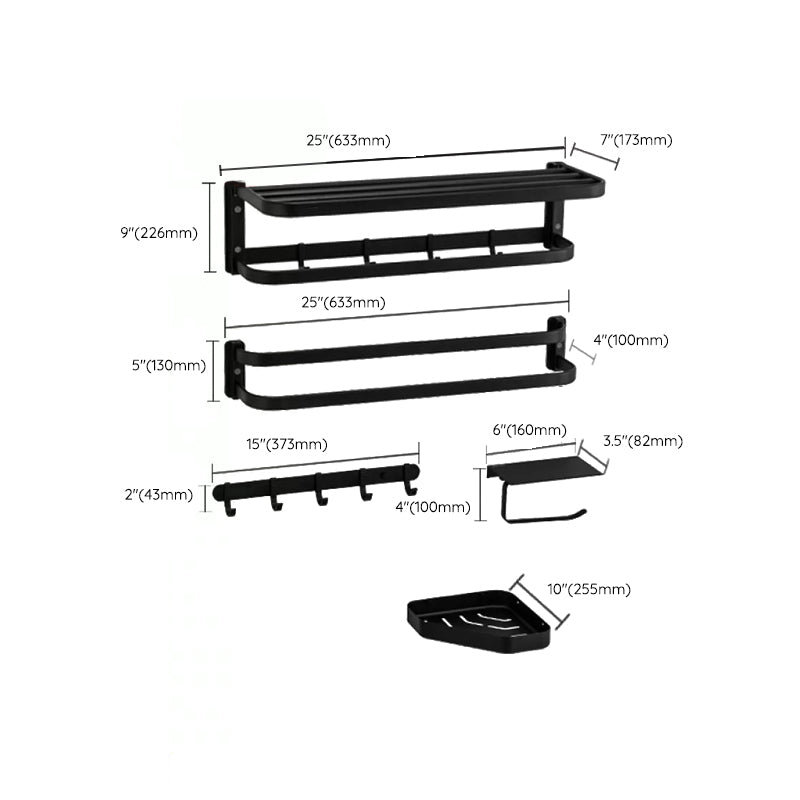 Lisslune | Modern black bathroom accessories set towel holder bathroom shelf bathroom faucet set