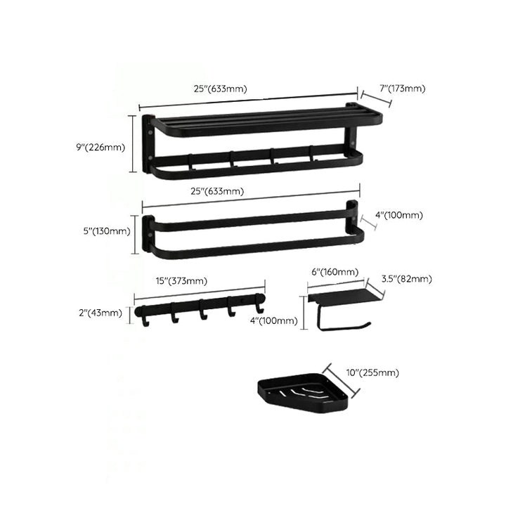Lisslune | Modern black bathroom accessory set towel holder bathroom shelf bathroom faucet set