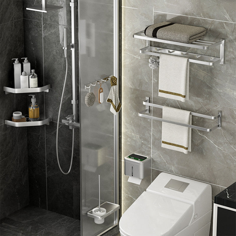 Lisslune | Modern Bath Accessory Set Silver Bathroom Shelf Towel Holder Bathroom Accessory Kit