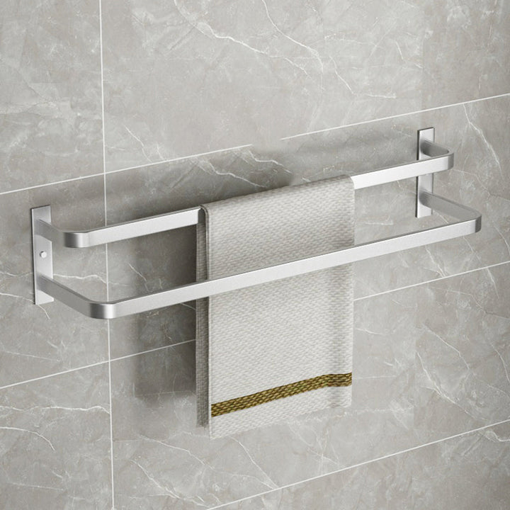 Lisslune | Modern Bath Accessory Set Silver Bathroom Shelf Towel Holder Bathroom Accessory Kit