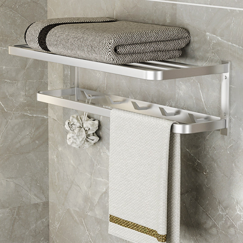 Lisslune | Modern Bath Accessory Set Silver Bathroom Shelf Towel Holder Bathroom Accessory Kit