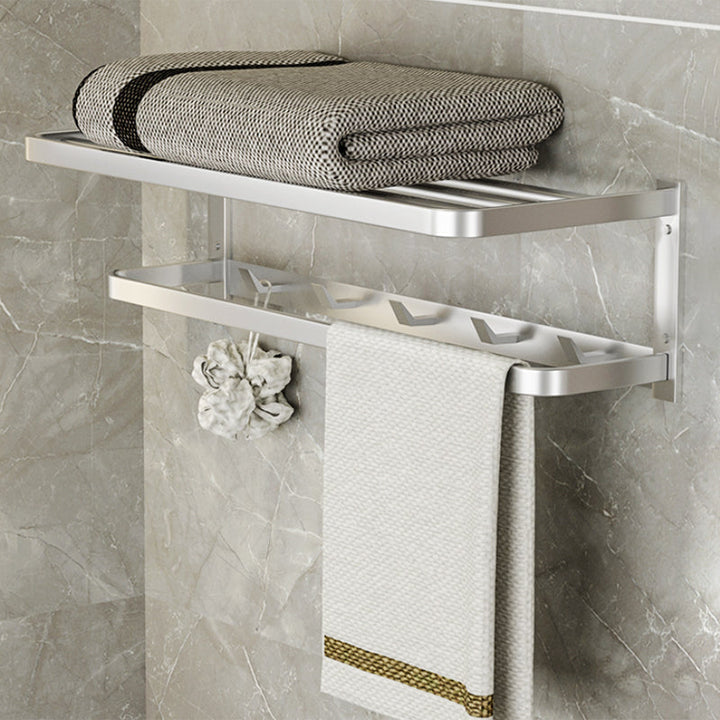 Lisslune | Modern Bath Accessory Set Silver Bathroom Shelf Towel Holder Bathroom Accessory Kit