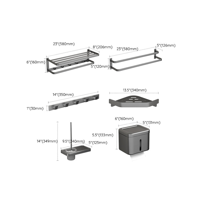Lisslune | Modern Gray Bathroom Accessory Kit Paper Holder Bathroom Shelf Bathroom Hardware Set