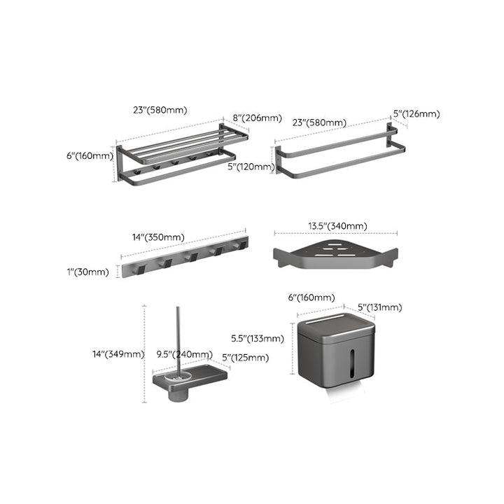 Lisslune | Modern Gray Bathroom Accessory Kit Paper Holder Bathroom Shelf Bathroom Hardware Set
