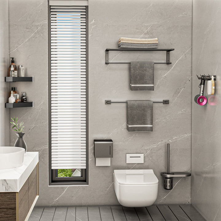 Lisslune | Modern bathroom accessory set bathroom shelf towel bar gray bath accessory set