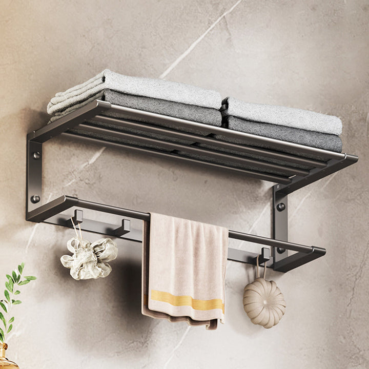 Lisslune | Modern bathroom accessory set bathroom shelf towel bar gray bath accessory set