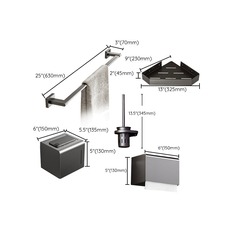 Lisslune | Modern bathroom accessory set bathroom shelf towel bar gray bath accessory set