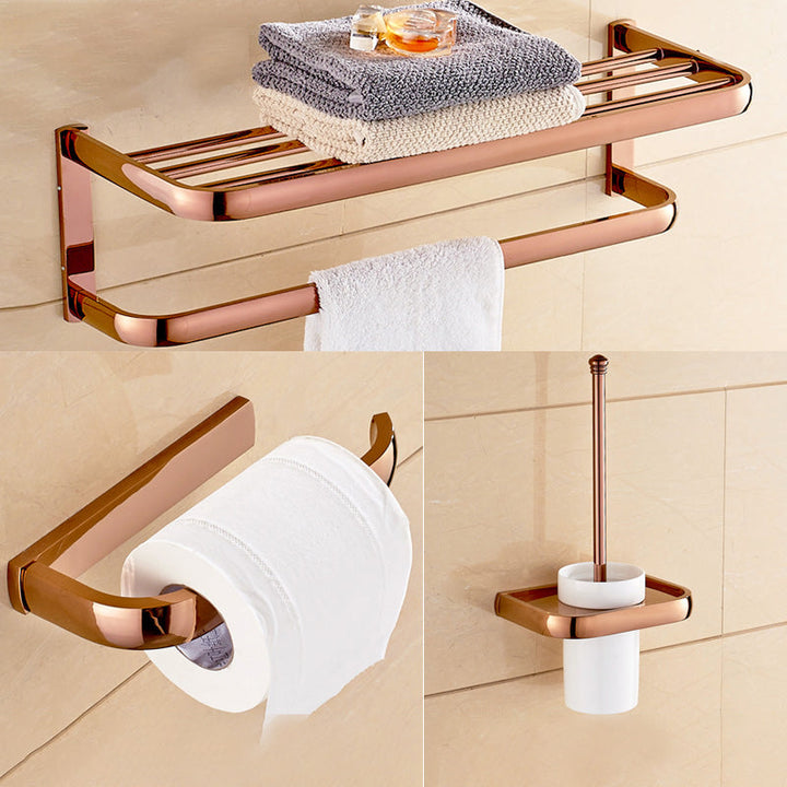 Lisslune | 6-piece Bathroom Accessory Set Vintage Brass Bath Hardware Set