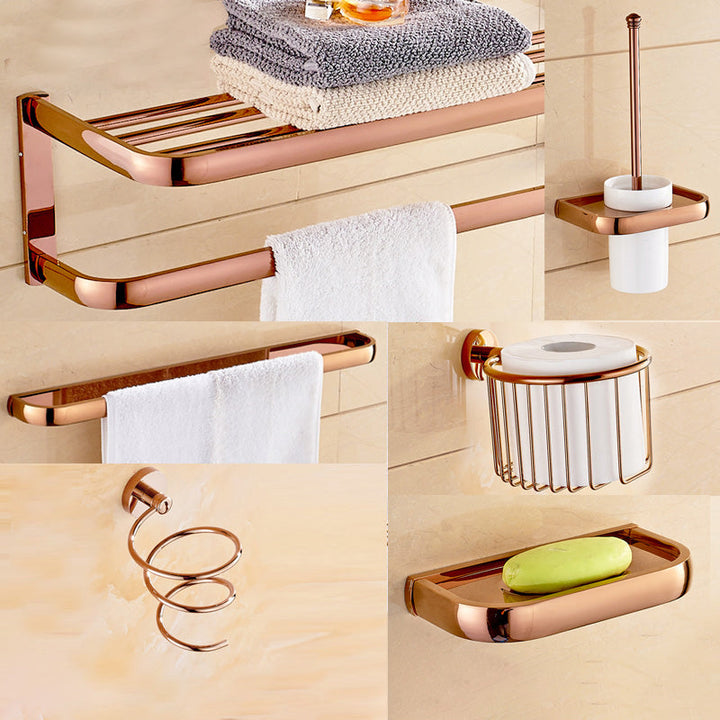 Lisslune | 6-piece Bathroom Accessory Set Vintage Brass Bath Hardware Set