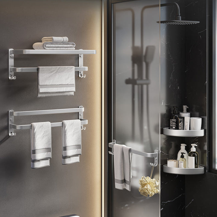 Lisslune | 7-piece Bathroom Accessory Set Modern Aluminum Bathroom Set in Silver