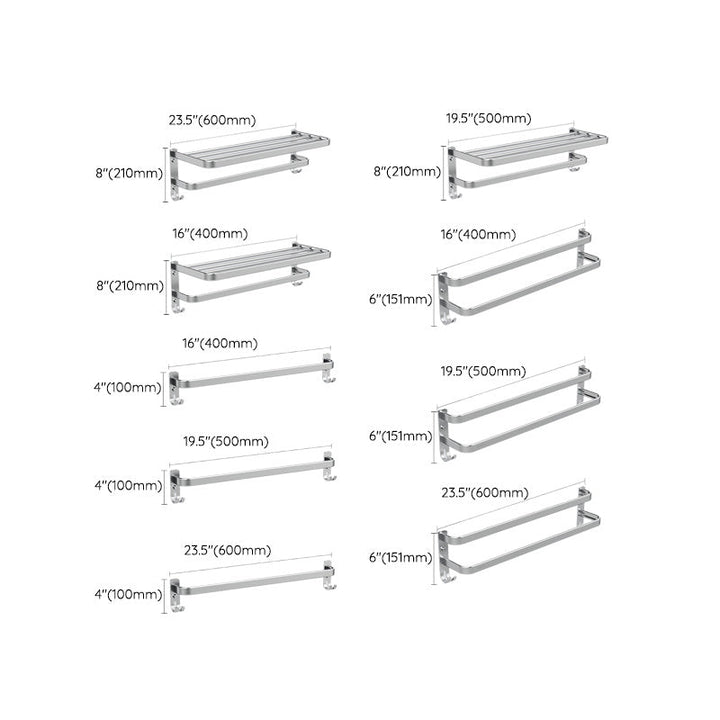 Lisslune | 7-piece Bathroom Accessory Set Modern Aluminum Bathroom Set in Silver