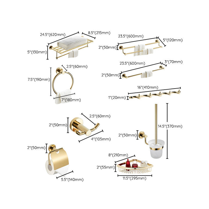 Lisslune | 4 Pieces Traditional Bathroom Accessory Set Brass Bathroom Set in Matte Gold