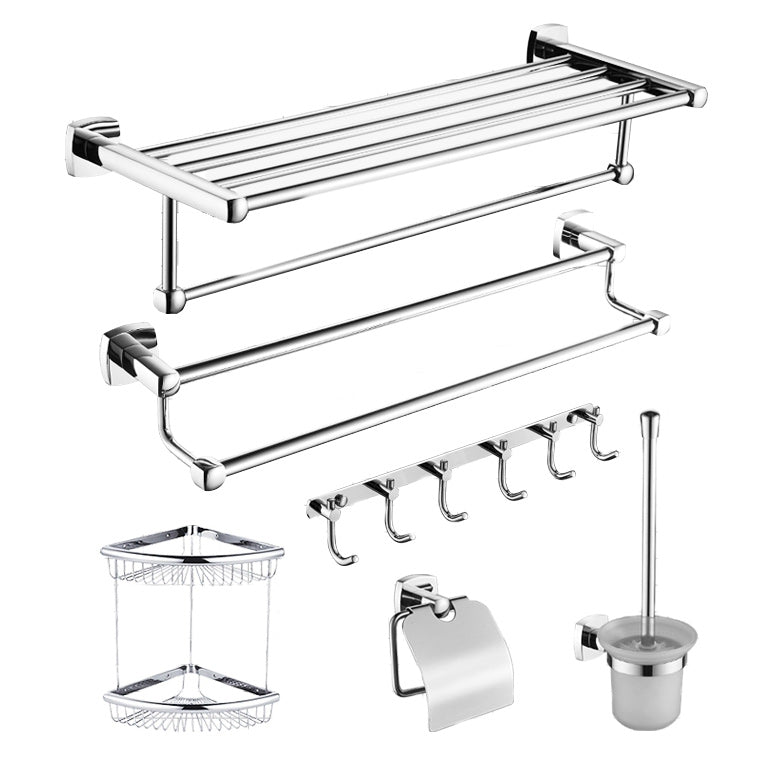 Lisslune | Polished Chrome Modernism Bathroom Accessory Set Bath Shelf / Towel Bar / Bathrobe Hook Included