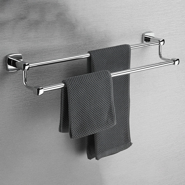 Lisslune | Polished Chrome Modernism Bathroom Accessory Set Bath Shelf / Towel Bar / Bathrobe Hook Included