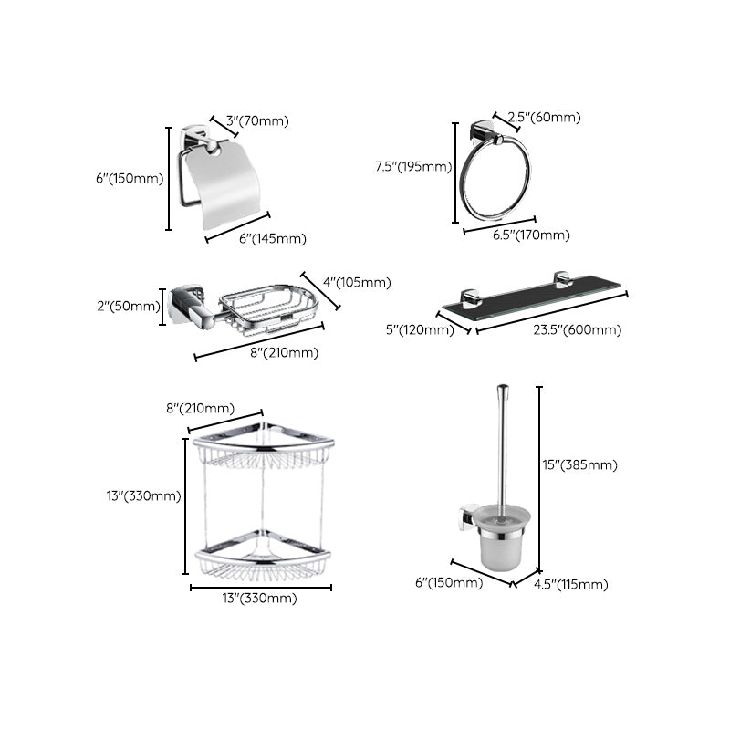 Lisslune | Polished Chrome Modernism Bathroom Accessory Set Bath Shelf / Towel Bar / Bathrobe Hook Included