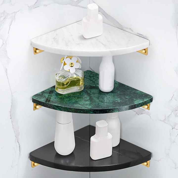 Lisslune | 2-piece Bathroom Hardware Set Metal and Marble Bathroom Shelf Set