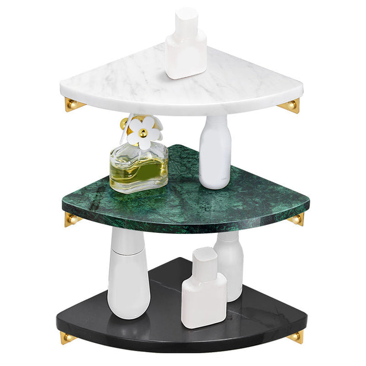 Lisslune | 2-piece bathroom fitting set metal and marble bathroom shelf set