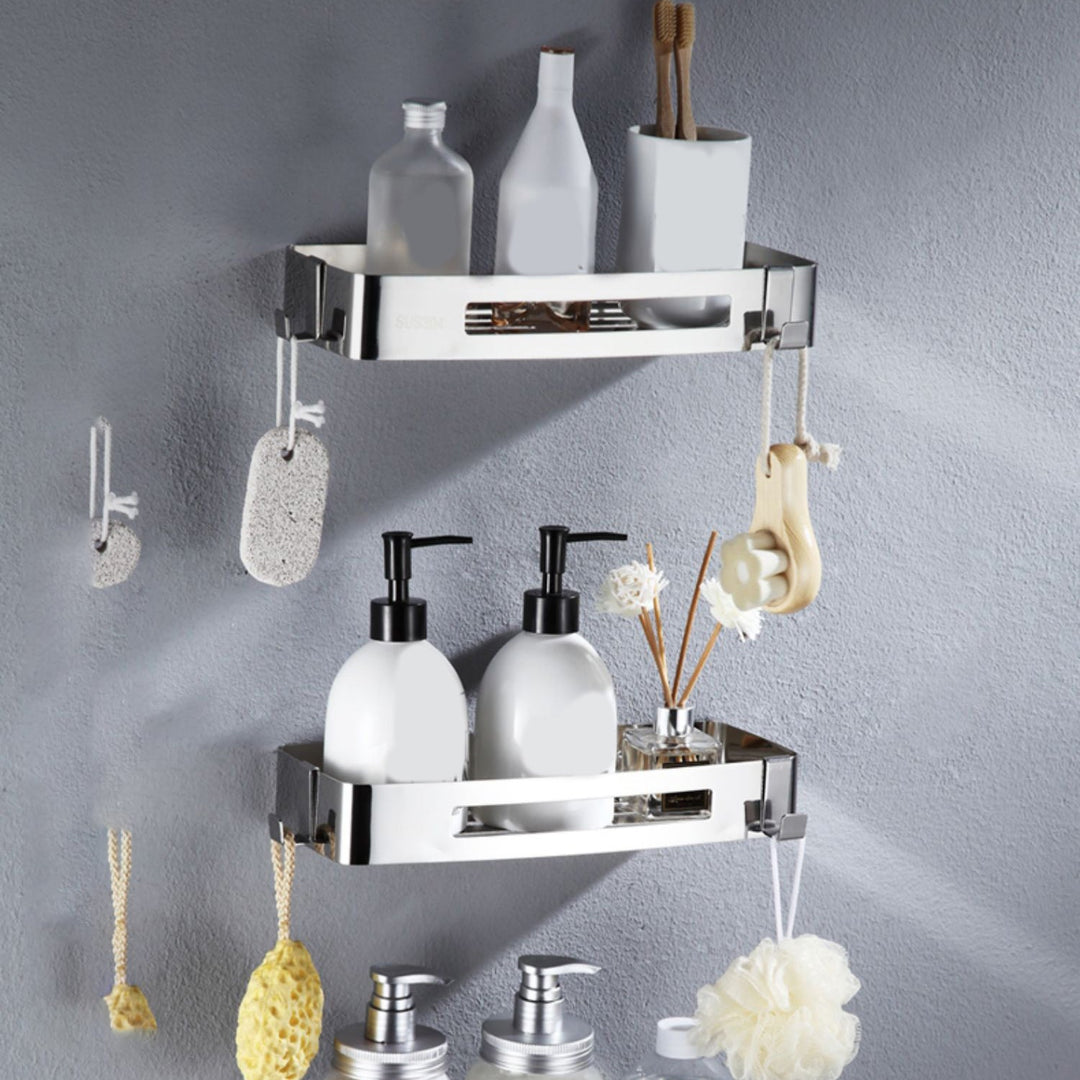 Lisslune | Modern Stainless Steel Bathroom Accessory Set Rectangular & Triangle Bathroom Shelf