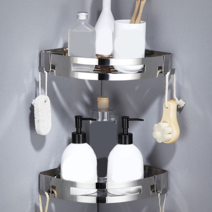 Lisslune | Modern Stainless Steel Bathroom Accessory Set Rectangular & Triangle Bathroom Shelf