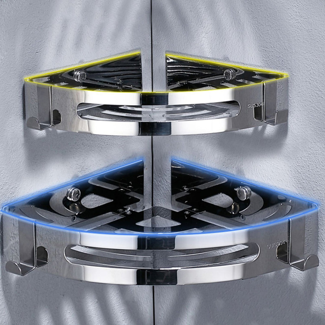 Lisslune | Modern Stainless Steel Bathroom Accessory Set Rectangular & Triangle Bathroom Shelf