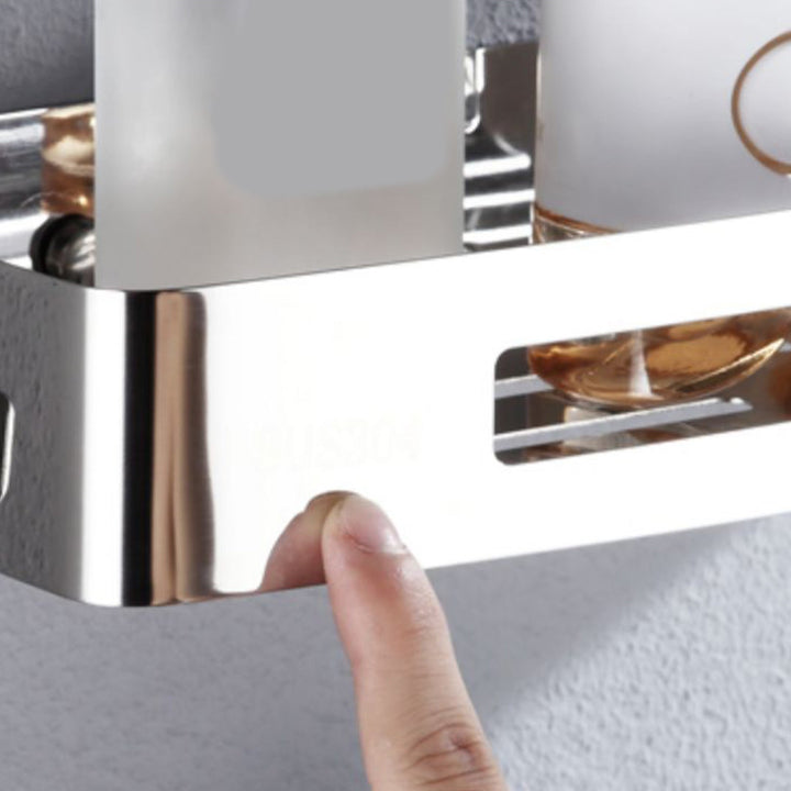 Lisslune | Modern Stainless Steel Bathroom Accessory Set Rectangular & Triangle Bathroom Shelf