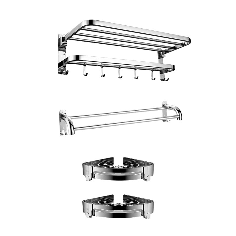 Lisslune | Modern Bathroom Accessory Set Made of Chrome-Plated Stainless Steel with Bathrobe Hook/Towel Bar