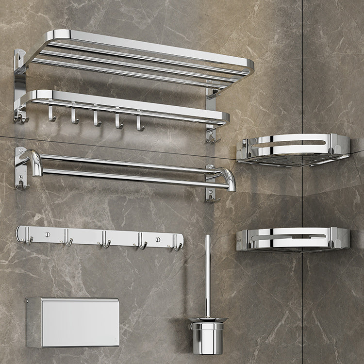 Lisslune | Modern Bathroom Accessory Set Made of Chrome-Plated Stainless Steel with Bathrobe Hook/Towel Bar