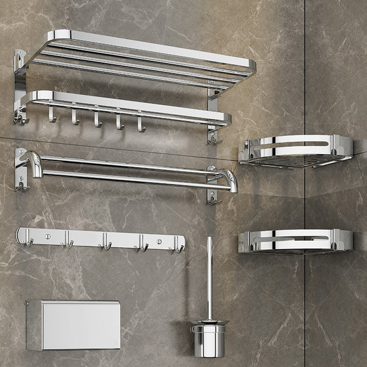 Lisslune | Modern Bathroom Accessory Set Made of Chrome-Plated Stainless Steel with Bathrobe Hook/Towel Bar