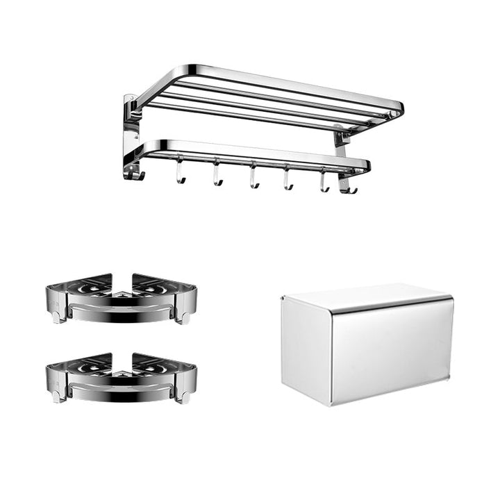 Lisslune | Modern Bathroom Accessory Set Made of Chrome-Plated Stainless Steel with Bathrobe Hook/Towel Bar