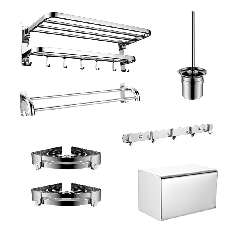 Lisslune | Contemporary bathroom accessory set made of chrome-plated stainless steel with bathrobe hooks/towel rail