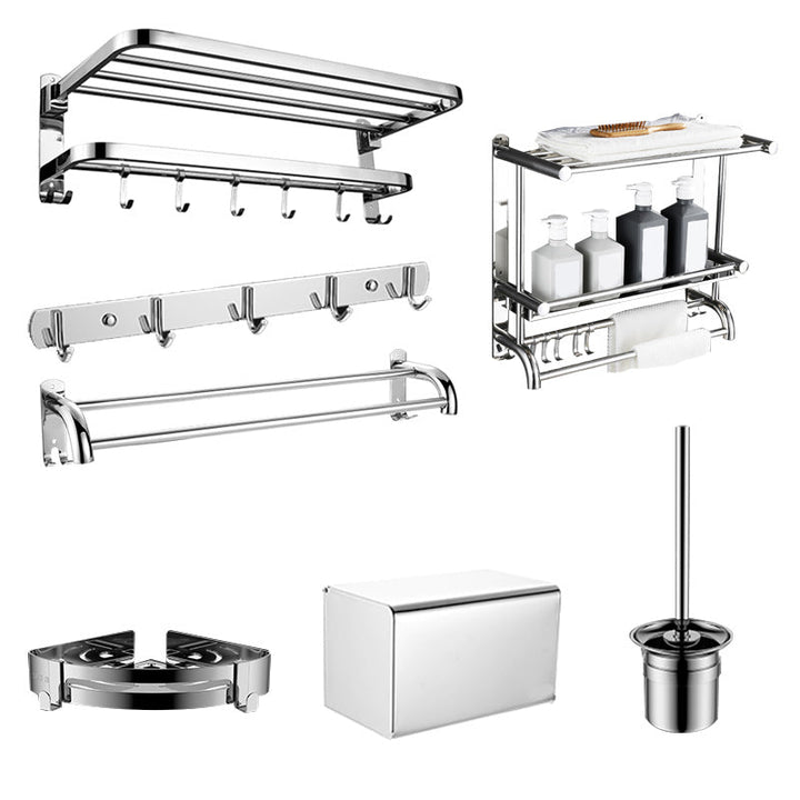 Lisslune | Modern Bathroom Accessory Set Made of Chrome-Plated Stainless Steel with Bathrobe Hook/Towel Bar