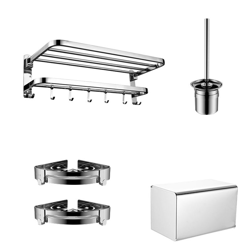 Lisslune | Modern Bathroom Accessory Set Made of Chrome-Plated Stainless Steel with Bathrobe Hook/Towel Bar