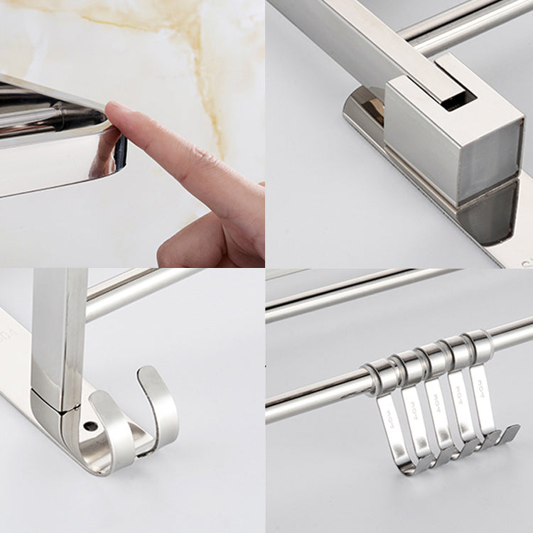 Lisslune | Modern Bathroom Accessory Set Made of Chrome-Plated Stainless Steel with Bathrobe Hook/Towel Bar